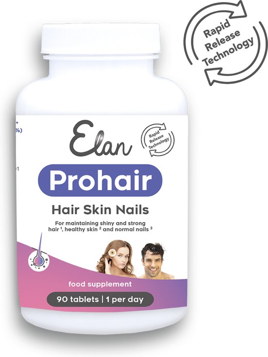 Elan Prohair - Haarvitaminen - Haar Huid Nagels - Voor behoud van glanzend en sterk haar, gezonde huid en nagels - 90 tabletten