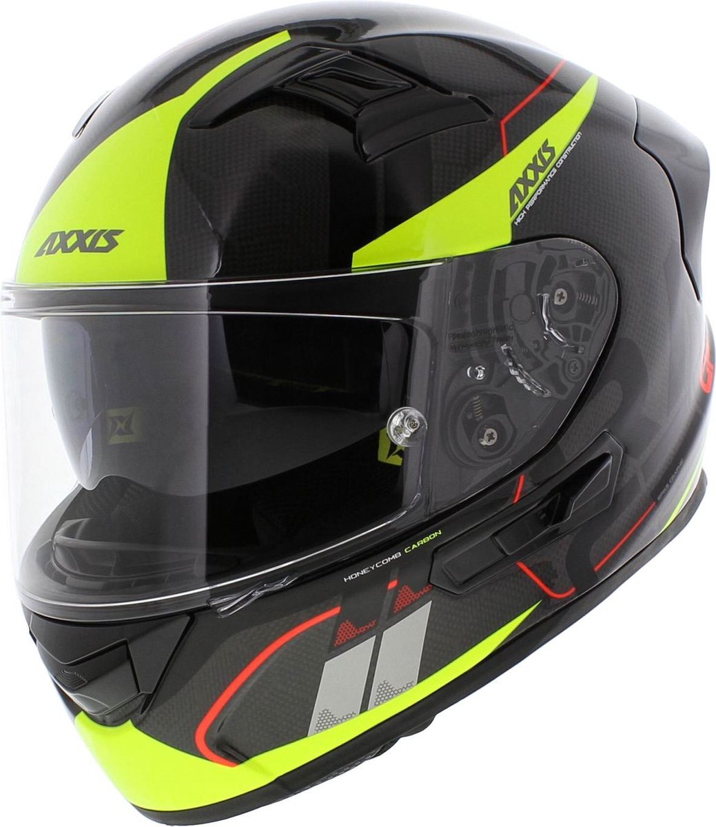 Axxis Racer GP Carbon SV integraal helm Spike glans zwart fluor geel XS