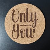 Only You valentijnsdag set van 6 kurk onderzetters