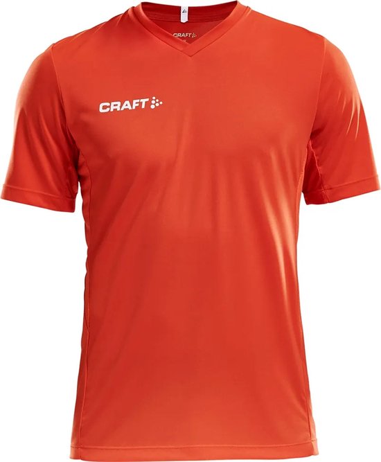 Craft Squad Jersey Solid Sportshirt - Maat 122  - Unisex - oranje - wit - Craft