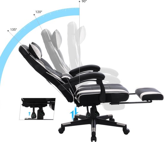 Gaming Chair, Bureaustoel Met Voetsteun, Bureaustoel Met Hoofdsteun En