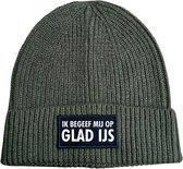 Bonnet de patinage côtelé tricoté vert militaire - Je suis sur de la glace mince - soBAD. | Sports d'hiver | outfit après ski Bonnet chaud pour Adultes | Bonnet pour hommes et femmes | Patinage | Chapeau d'hiver