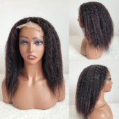 Braziliaanse Remy pruik - 16 inch kinky steil menselijke haren - 4x4 lace closure pruik