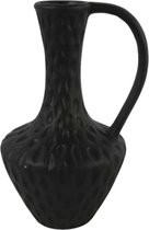 Kruik Eleonor zwart 25 cm - Keramieken kruiken - met handvat - druppel patroon - decoratieve vaas