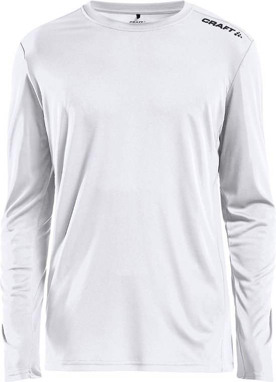 Wit Craft sportshirt met lange mouwen en zwarte logo opdruk op de borst.