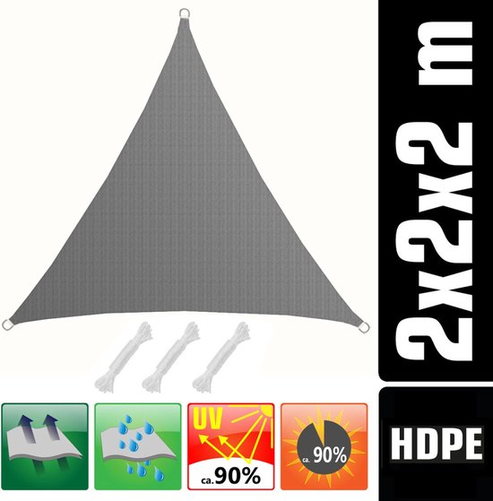2x2x2 Zonneluifel Driehoekig - Waterdoorlatend met UV Bescherming Patio Zonwering Driehoek