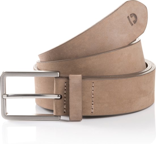 Tom Tailor Denim - Lederen riem met vierkante gesp - Maat 95 - beige