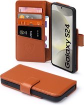 Samsung Galaxy S24 Hoesje - Luxe MobyDefend Wallet Bookcase - Bruin - GSM Hoesje - Telefoonhoesje Geschikt Voor Samsung Galaxy S24