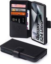 Coque pour Samsung Galaxy S24 Ultra - Bookcase portefeuille de Luxe MobyDefend - Zwart - Étui de téléphone portable - Étui de téléphone adapté pour Samsung Galaxy S24 Ultra