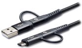 Mobilize 4in1 Nylon USB-A / USB-C naar Micro USB / USB-C Kabel 1.5 Meter - Zwart