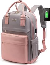 Rugzak voor dames, 15,6 inch, laptoprugzak, schoolrugzak, meisjes, tieners, met USB-aansluiting en laptopvak, waterdichte schooltas, dagrugzak, elegant, voor school, universiteit, reizen