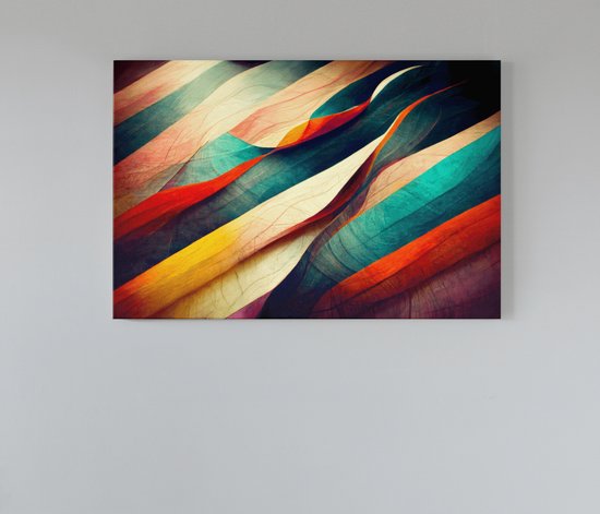 Canvas Schilderijen - Abstract Kleuren - Wanddecoratie - Interieur - Modern - 60x40x2 cm