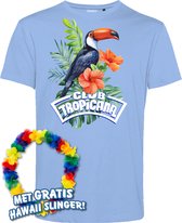 T-shirt Toekan Tropical | Toppers in Concert 2024 | Club Tropicana | Hawaii Shirt | Ibiza Kleding | Lichtblauw | maat 4XL