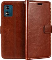 Portemonnee Bookcase Hoesje Geschikt voor: Motorola Moto E13 - Bruin