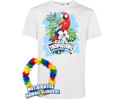 T-shirt Papegaai Tropical | Toppers in Concert 2024 | Club Tropicana | Hawaii Shirt | Ibiza Kleding | Wit | maat L