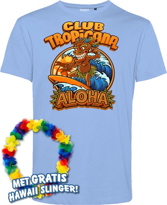 T-shirt Tiki Masked Surfer | Toppers in Concert 2024 | Club Tropicana | Hawaii Shirt | Ibiza Kleding | Lichtblauw | maat M