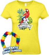 T-shirt femme Perroquet Tropical | Les meilleurs en concert 2024 | Club Tropicana | Chemise hawaïenne | Vêtements Ibiza | Dames jaune clair | taille XS