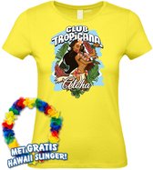 T-shirt femme Hula Girl Aloha | Les meilleurs en concert 2024 | Club Tropicana | Chemise hawaïenne | Vêtements Ibiza | Dames jaune clair | taille XXL