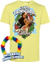 T-shirt Hula Meisje Aloha | Toppers in Concert 2024 | Club Tropicana | Hawaii Shirt | Ibiza Kleding | Lichtgeel | maat S