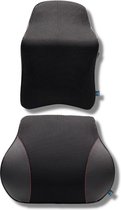 Coussin dorsal et oreiller de voiture ergonomiques - Soutien du bas du dos - Soutien lombaire - Prévient les maux de dos et les douleurs au cou - Housses lavables - 1 ensemble