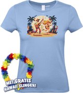 T-shirt femme Hippies Tropical | Les meilleurs en concert 2024 | Club Tropicana | Chemise hawaïenne | Vêtements Ibiza | Dames bleu clair | taille M