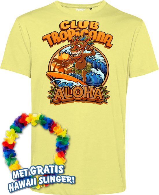 T-shirt Tiki Masked Surfer | Toppers in Concert 2024 | Club Tropicana | Hawaii Shirt | Ibiza Kleding | Lichtgeel | maat XXXL