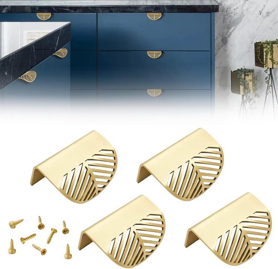 Furniware 10 Stuks Handgrepen, 96 mm Gatafstand, Meubels Trekken, Kast en Keuken Handvatten, Meubellade Grepen, Geborsteld Messing