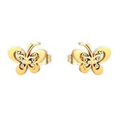 Aramat Jewels - Vlinder Serie - Oorknopjes - Goudkleurig - Vlindervorm - 8mm x 10mm - Modieuze oorsieraden - Goudkleurig metaal - Oorbellen - Elegante stijl - Sierlijk - Uniseks - Cadeau tip - Feestdagen