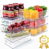 FitFusionHome Organisateur de réfrigérateur - Opbergbox- Organisateur de tiroir - Cuisine- Organisateur - Boîte de rangement - Plateaux de réfrigérateur - Transparent - 9 pièces