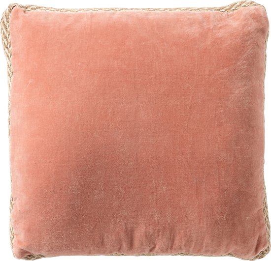 Dutch Decor MANOE - Kussenhoes 45x45 cm - effen kleur - met rand van jute - Muted Clay - roze - met rits