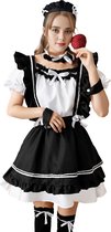 Fldy Dameskostuum dienstmeisje lak leer maid jurk schort set carnaval