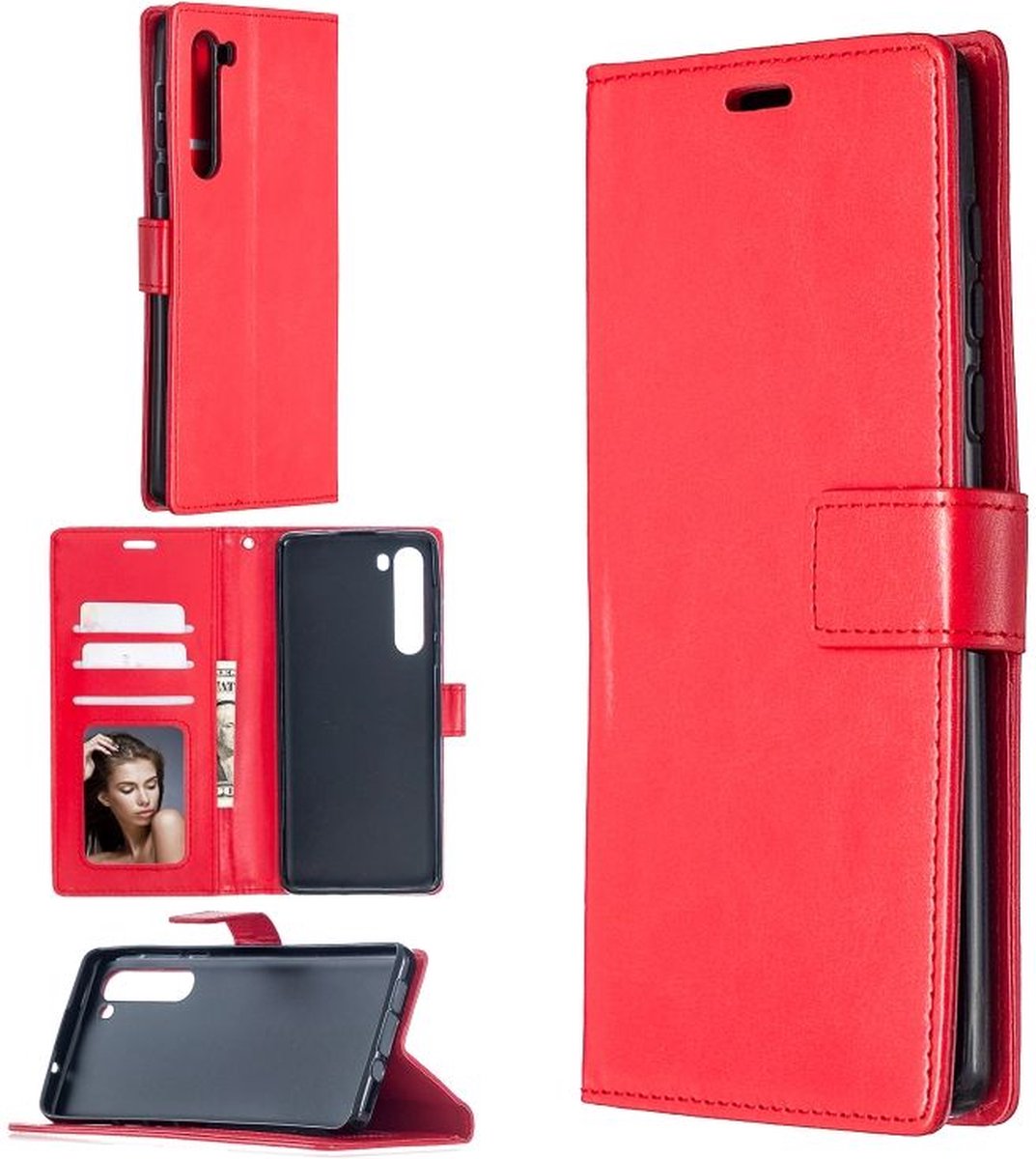 Portemonnee Book Case Hoesje Geschikt voor: Motorola Edge - Rood