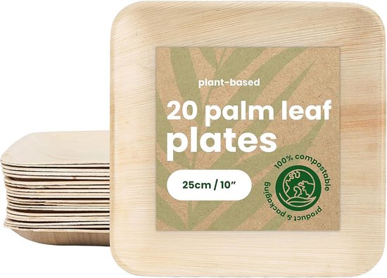 BIOZOYG Hoogwaardig palmbladservies I 25 stuks palmbladborden