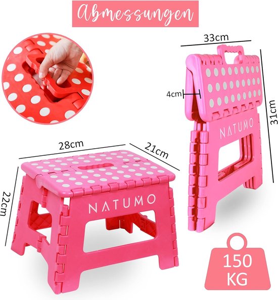 HOUSE DAY 46cm Foldable Stool - White Folding Step Stool Step Stool Portable Folding Step Stool Foldable Stool Bathroom Folding Chair, White