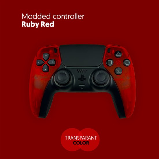 Playstation 5 controller - Ruby Red Modded Front & Backshell - Modded Dualsense - Geschikt voor Playstation 5 & PC - MNR