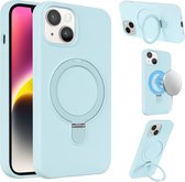 Geschikt voor iPhone 15 Plus Hoesje Met Magnetische Standaard - Telefoonhoesje - Backcase Cover - Backcover Case - Magnetisch Hoesje 15 Plus - Hoesje Met Standaard - Blauw