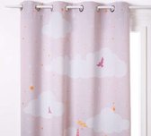 Atmosphera Kids Rideau Occultant Kasteel 135x260cm - Rose avec nuages ​​blancs