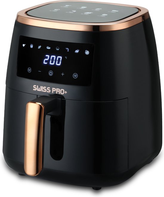 Swiss Pro+ Airfryer SP-AF6.5L.BG airfryer XXXL - Intelligente Heteluchtfriteuse Digitaal- 6.5 L - XXXL 1500W Black
