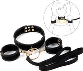 BDSM Bondage Halsband met Handboeien - Choker met Ketting - Necklace with Leash - Handcuffs - Bondage Restraints Kit - Sex Toys voor Koppels - Roleplay - Submission - Slave Accessories - Verstelbaar