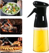 Oliespuitfles, 7 oz / 210 ml olijfoliespuit, draagbare oliedispenser voor keuken, olijfoliespray van voedingskwaliteit BPA-vrij, beste voor koken, barbecue, bakken, luchtfriteuse, salade, zwart