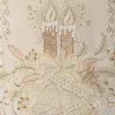 Betoverende kerst tafelkleed/tafelkleed crème-wit met gouden kaarsen klokken borduurwerk - grootte naar keuze (ca. 110 x 110 cm vierkant)