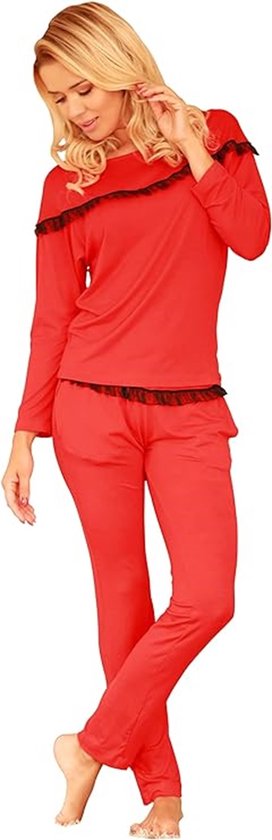 Hoogwardige viscose pyjama set- rood - lage taille XS/S