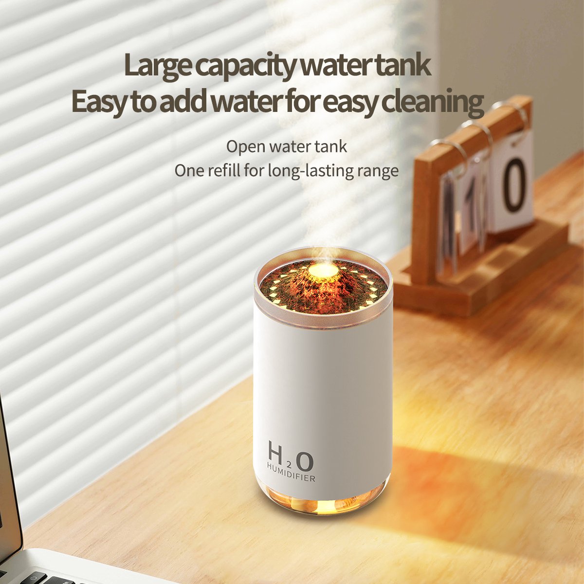 Luchtbevochtige Humidifier Aromatherapie Aroma Diffuser Vulkaan Volcano Vernevelaar Nachtlampje Rustig stil 250ml Wit
