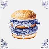 Delfts blauw tegeltje hamburger design