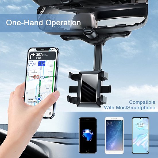 Kyduu Mobiele Telefoonhouder - Universel Autohouder Met Multifunctionele Achteruitkijkspiegel