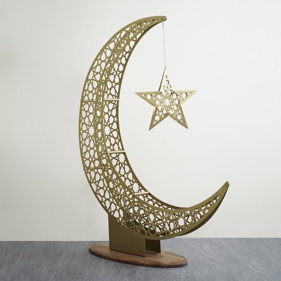 IWA Concept - islamitische producten - islamitische decoratie - islamitische cadeau - Metalen Halve Maan en Ster - Klein 52x44cm