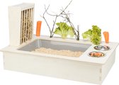 Trixie Station d'alimentation avec mangeoire / abreuvoir / râtelier bois naturel 70x47x41 cm