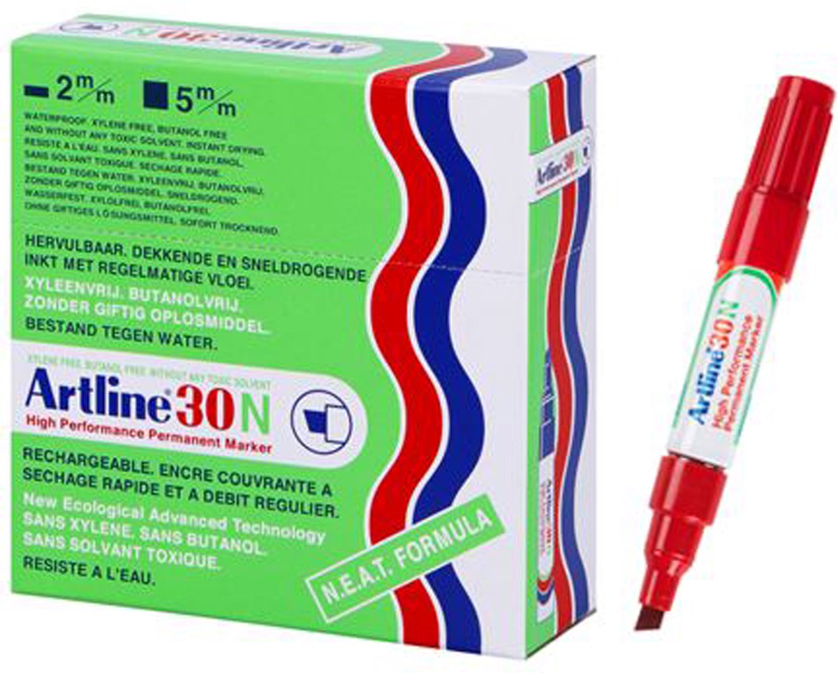 ARTLINE 30 NEAT - Permanent Marker - Doos van 12 stuks - 2,0-5,0mm Lijndikte - Rood