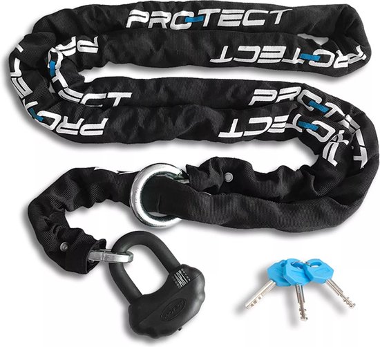 Antivol de chaîne Pro-Tect Topaz + ART4 avec boucle et frein à disque | Qualité Premium | Extra long 10,5 mm x 300 cm | Acier trempé | 9780 g | Noir | Serrure de cyclomoteur Serrure de scooter Serrure de moteur Serrure de bateau Serrure de caravane