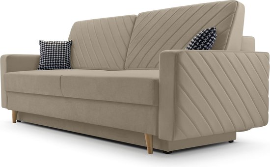 2-zits Bank - 180 x 75 x 82 cm - slaapbank - verstelbare rugleuning - fluweel - zwart